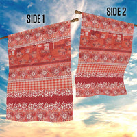 Hawaiian Hibiscus Honu Garden Flag Red Mele Kalikimaka Palaka Spirit - Polynesian Pride