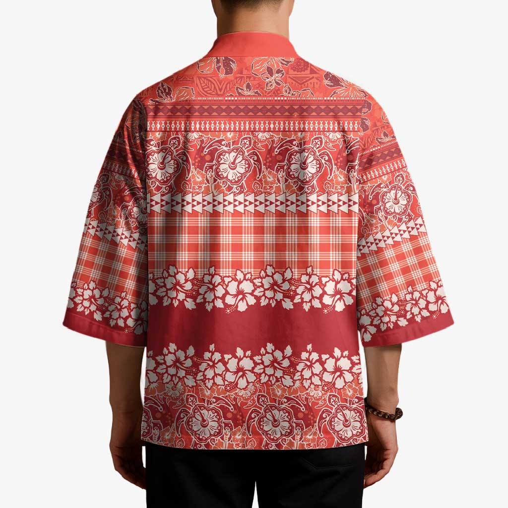Hawaiian Hibiscus Honu Kimono Red Mele Kalikimaka Palaka Spirit - Polynesian Pride