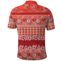 Hawaiian Hibiscus Honu Polo Shirt Red Mele Kalikimaka Palaka Spirit - Polynesian Pride