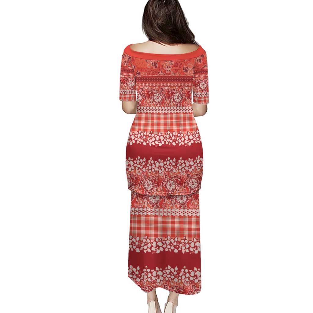 Hawaiian Hibiscus Honu Puletasi Red Mele Kalikimaka Palaka Spirit - Polynesian Pride