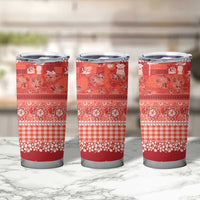 Hawaiian Hibiscus Honu Tumbler Cup Red Mele Kalikimaka Palaka Spirit - Polynesian Pride