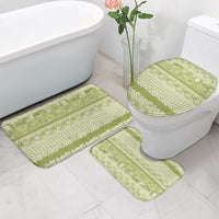 Hawaiian Hibiscus Honu Bathroom Set Sage Green Mele Kalikimaka Palaka Spirit - Polynesian Pride