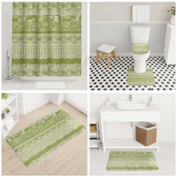 Hawaiian Hibiscus Honu Bathroom Set Sage Green Mele Kalikimaka Palaka Spirit - Polynesian Pride