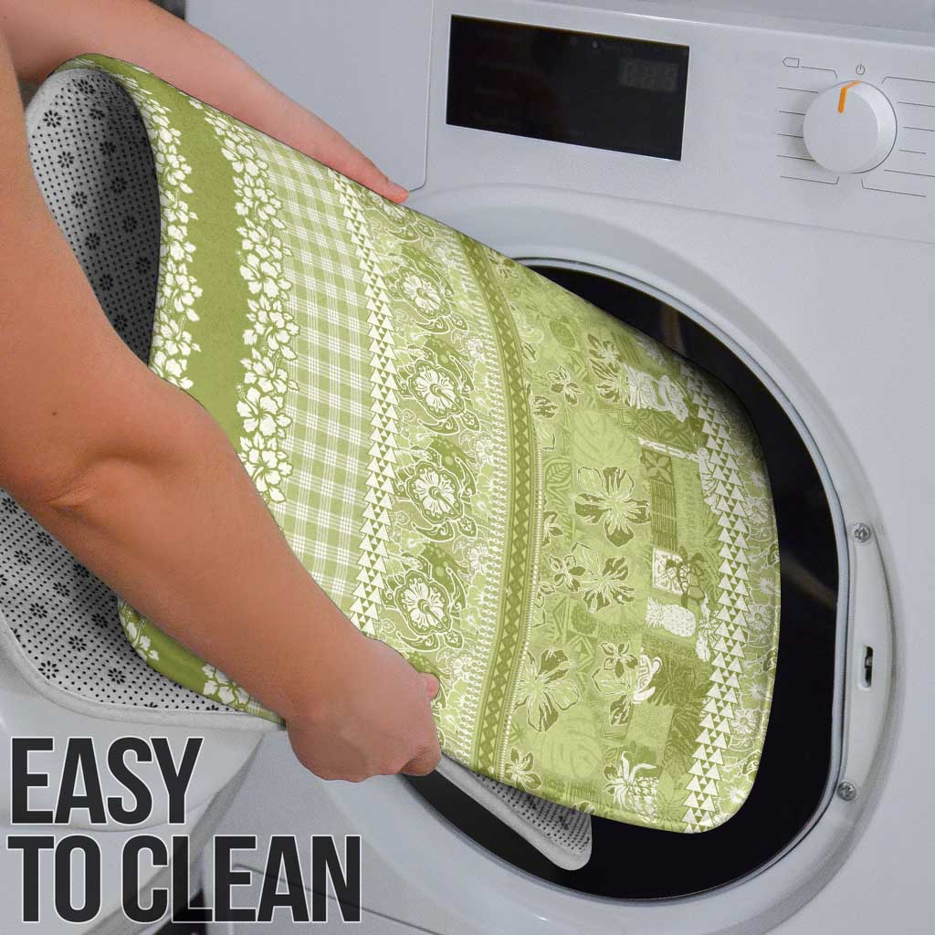 Hawaiian Hibiscus Honu Bathroom Set Sage Green Mele Kalikimaka Palaka Spirit - Polynesian Pride