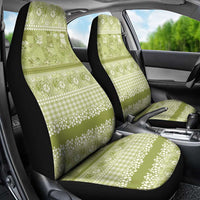 Hawaiian Hibiscus Honu Car Seat Cover Sage Green Mele Kalikimaka Palaka Spirit - Polynesian Pride