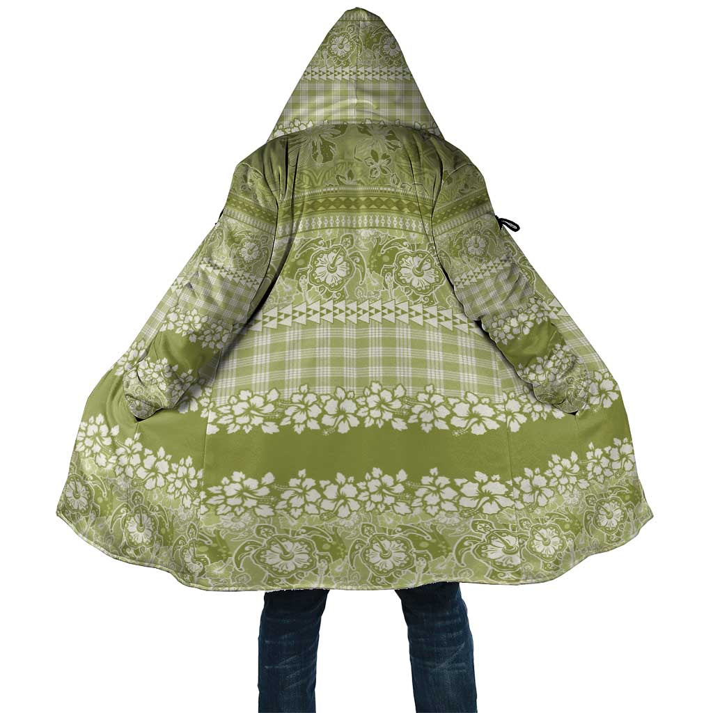 Hawaiian Hibiscus Honu Cloak Sage Green Mele Kalikimaka Palaka Spirit - Polynesian Pride
