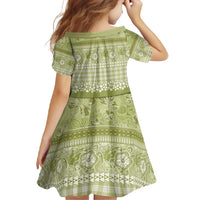 Hawaiian Hibiscus Honu Family Matching Long Sleeve Bodycon Dress and Hawaiian Shirt Sage Green Mele Kalikimaka Palaka Spirit - Polynesian Pride