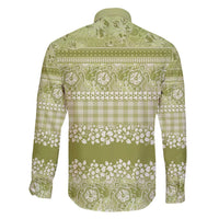 Hawaiian Hibiscus Honu Family Matching Long Sleeve Bodycon Dress and Hawaiian Shirt Sage Green Mele Kalikimaka Palaka Spirit - Polynesian Pride