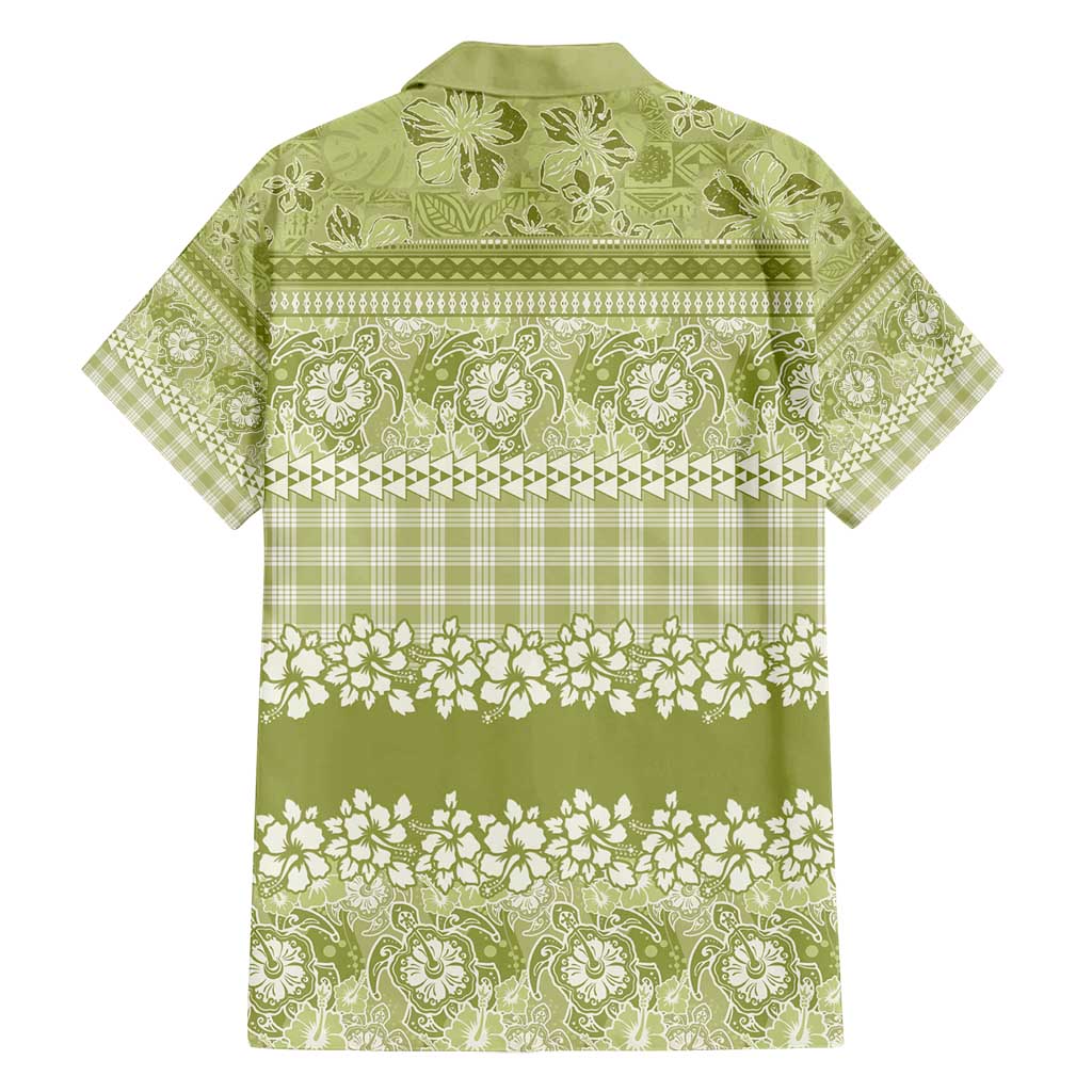 Hawaiian Hibiscus Honu Family Matching Off Shoulder Maxi Dress and Hawaiian Shirt Sage Green Mele Kalikimaka Palaka Spirit - Polynesian Pride