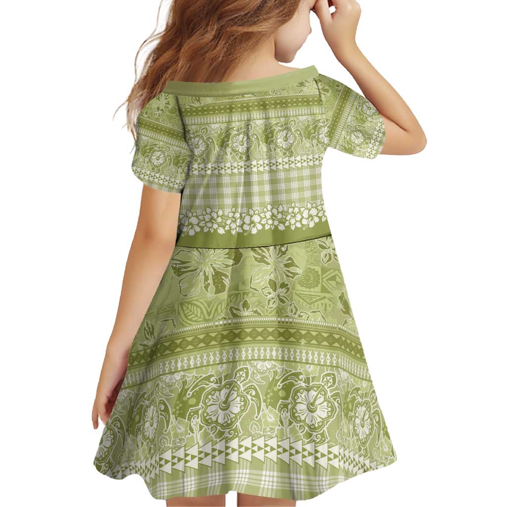 Hawaiian Hibiscus Honu Family Matching Off Shoulder Short Dress and Hawaiian Shirt Sage Green Mele Kalikimaka Palaka Spirit - Polynesian Pride
