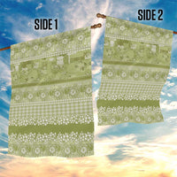 Hawaiian Hibiscus Honu Garden Flag Sage Green Mele Kalikimaka Palaka Spirit - Polynesian Pride