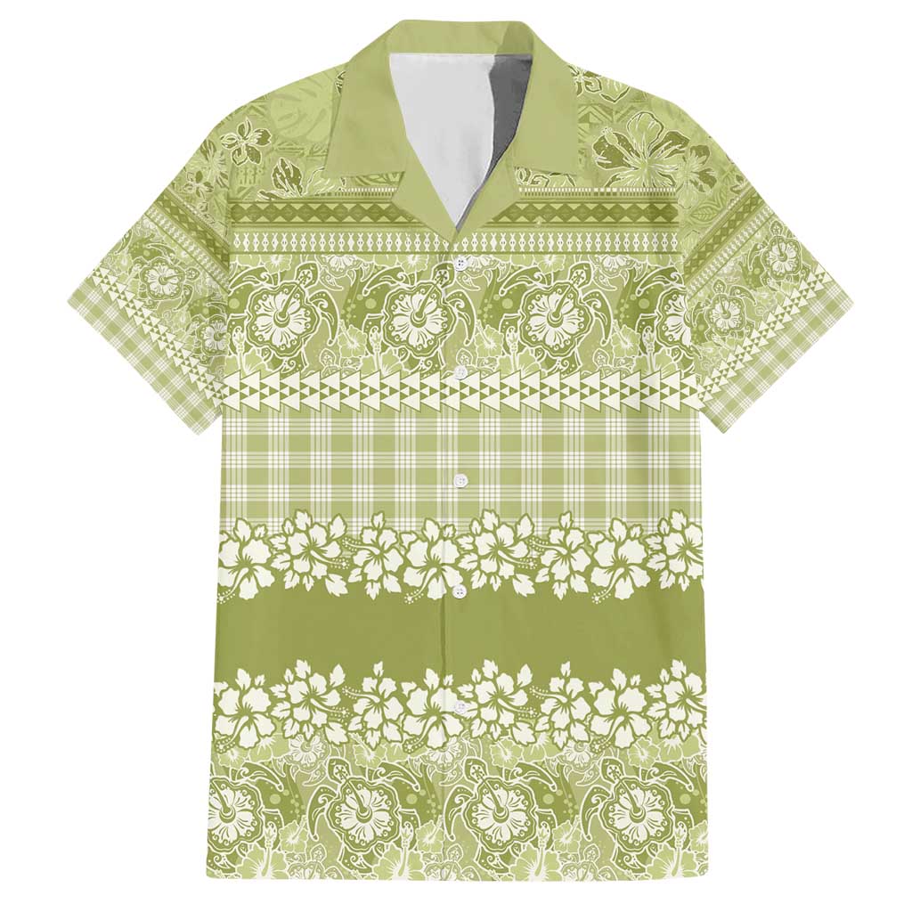 Hawaiian Hibiscus Honu Hawaiian Shirt Sage Green Mele Kalikimaka Palaka Spirit - Polynesian Pride