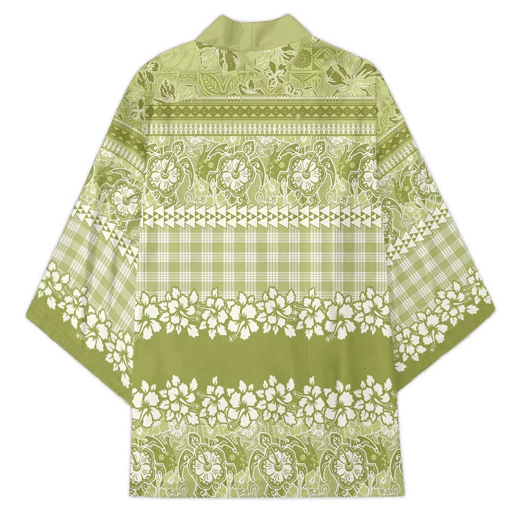 Hawaiian Hibiscus Honu Kimono Sage Green Mele Kalikimaka Palaka Spirit - Polynesian Pride