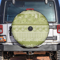 Hawaiian Hibiscus Honu Spare Tire Cover Sage Green Mele Kalikimaka Palaka Spirit - Polynesian Pride