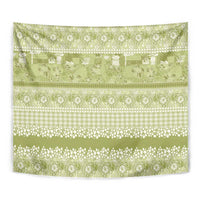 Hawaiian Hibiscus Honu Tapestry Sage Green Mele Kalikimaka Palaka Spirit - Polynesian Pride