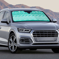 Hawaiian Hibiscus Honu Auto Sun Shade Turquoise Mele Kalikimaka Palaka Spirit - Polynesian Pride