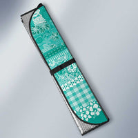 Hawaiian Hibiscus Honu Auto Sun Shade Turquoise Mele Kalikimaka Palaka Spirit - Polynesian Pride