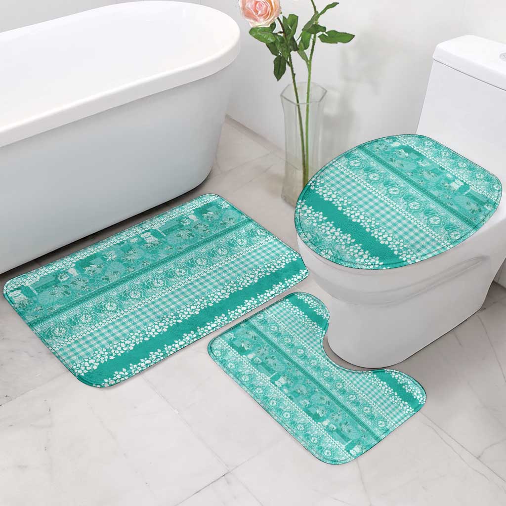 Hawaiian Hibiscus Honu Bathroom Set Turquoise Mele Kalikimaka Palaka Spirit - Polynesian Pride