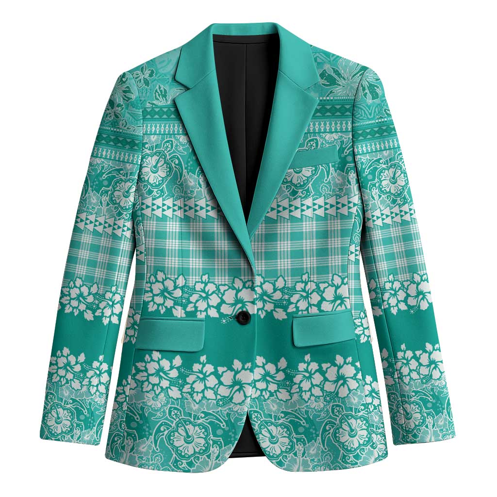 Hawaiian Hibiscus Honu Blazer Turquoise Mele Kalikimaka Palaka Spirit - Polynesian Pride