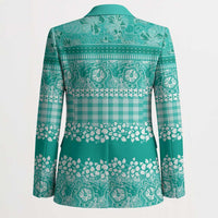 Hawaiian Hibiscus Honu Blazer Turquoise Mele Kalikimaka Palaka Spirit - Polynesian Pride