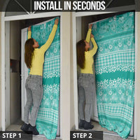 Hawaiian Hibiscus Honu Door Cover Turquoise Mele Kalikimaka Palaka Spirit - Polynesian Pride