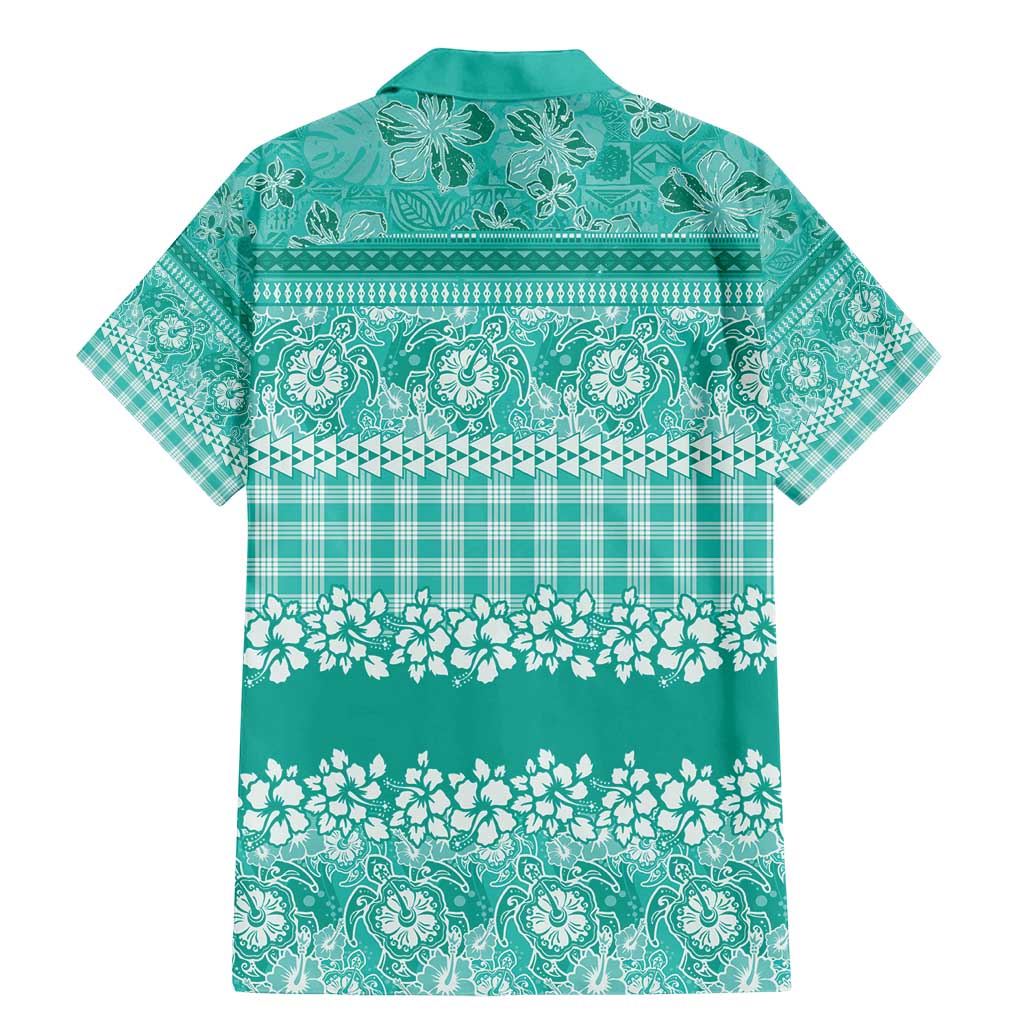 Hawaiian Hibiscus Honu Family Matching Mermaid Dress and Hawaiian Shirt Turquoise Mele Kalikimaka Palaka Spirit - Polynesian Pride