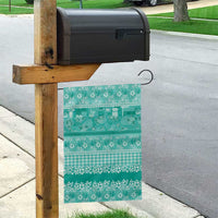 Hawaiian Hibiscus Honu Garden Flag Turquoise Mele Kalikimaka Palaka Spirit - Polynesian Pride