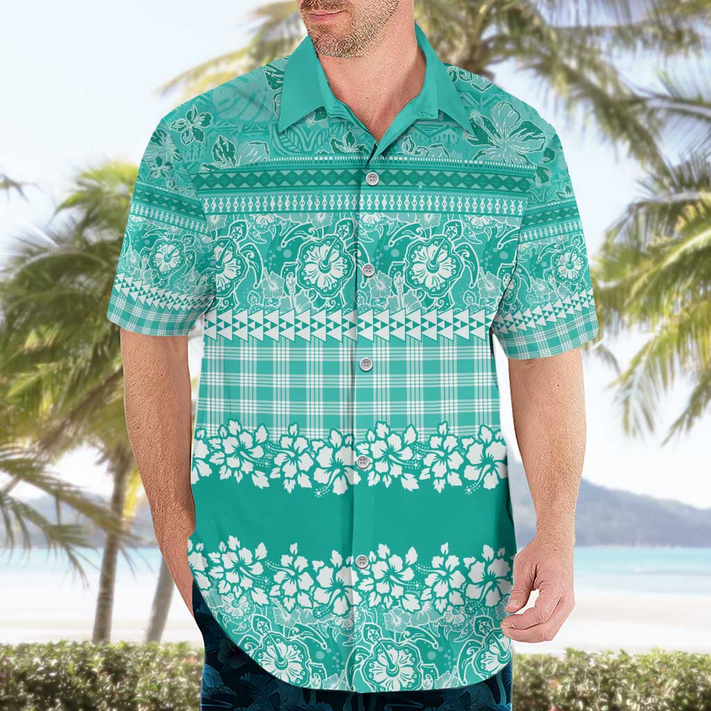 Hawaiian Hibiscus Honu Hawaiian Shirt Turquoise Mele Kalikimaka Palaka Spirit - Polynesian Pride