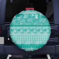 Hawaiian Hibiscus Honu Spare Tire Cover Turquoise Mele Kalikimaka Palaka Spirit - Polynesian Pride