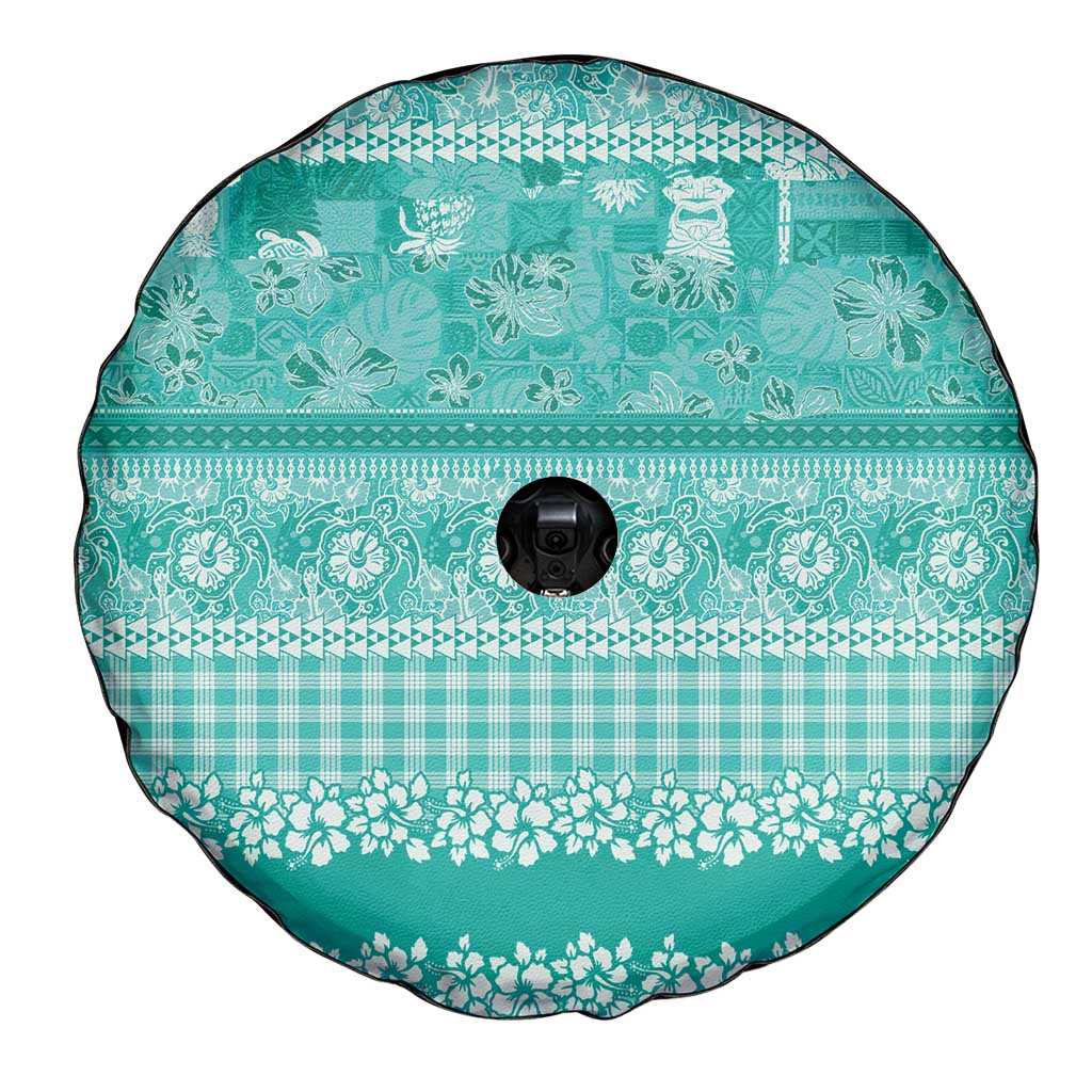 Hawaiian Hibiscus Honu Spare Tire Cover Turquoise Mele Kalikimaka Palaka Spirit - Polynesian Pride