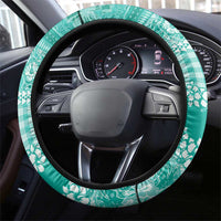 Hawaiian Hibiscus Honu Steering Wheel Cover Turquoise Mele Kalikimaka Palaka Spirit - Polynesian Pride