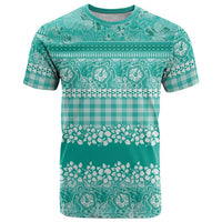 Hawaiian Hibiscus Honu T Shirt Turquoise Mele Kalikimaka Palaka Spirit - Polynesian Pride