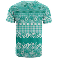 Hawaiian Hibiscus Honu T Shirt Turquoise Mele Kalikimaka Palaka Spirit - Polynesian Pride