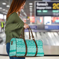 Hawaiian Hibiscus Honu Travel Bag Turquoise Mele Kalikimaka Palaka Spirit - Polynesian Pride