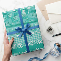 Hawaiian Hibiscus Honu Wrapping Paper Turquoise Mele Kalikimaka Palaka Spirit - Polynesian Pride