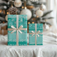 Hawaiian Hibiscus Honu Wrapping Paper Turquoise Mele Kalikimaka Palaka Spirit - Polynesian Pride