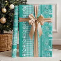 Hawaiian Hibiscus Honu Wrapping Paper Turquoise Mele Kalikimaka Palaka Spirit - Polynesian Pride