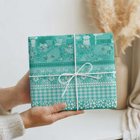 Hawaiian Hibiscus Honu Wrapping Paper Turquoise Mele Kalikimaka Palaka Spirit - Polynesian Pride