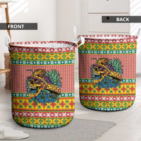 Hawaiian Pineapples Skull Laundry Basket Mele Kalikimaka Palaka Quilt Pattern - Polynesian Pride