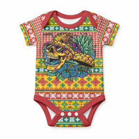 Hawaiian Pineapples Skull Baby Onesie Mele Kalikimaka Palaka Quilt Pattern LT9 Yellow - Polynesian Pride