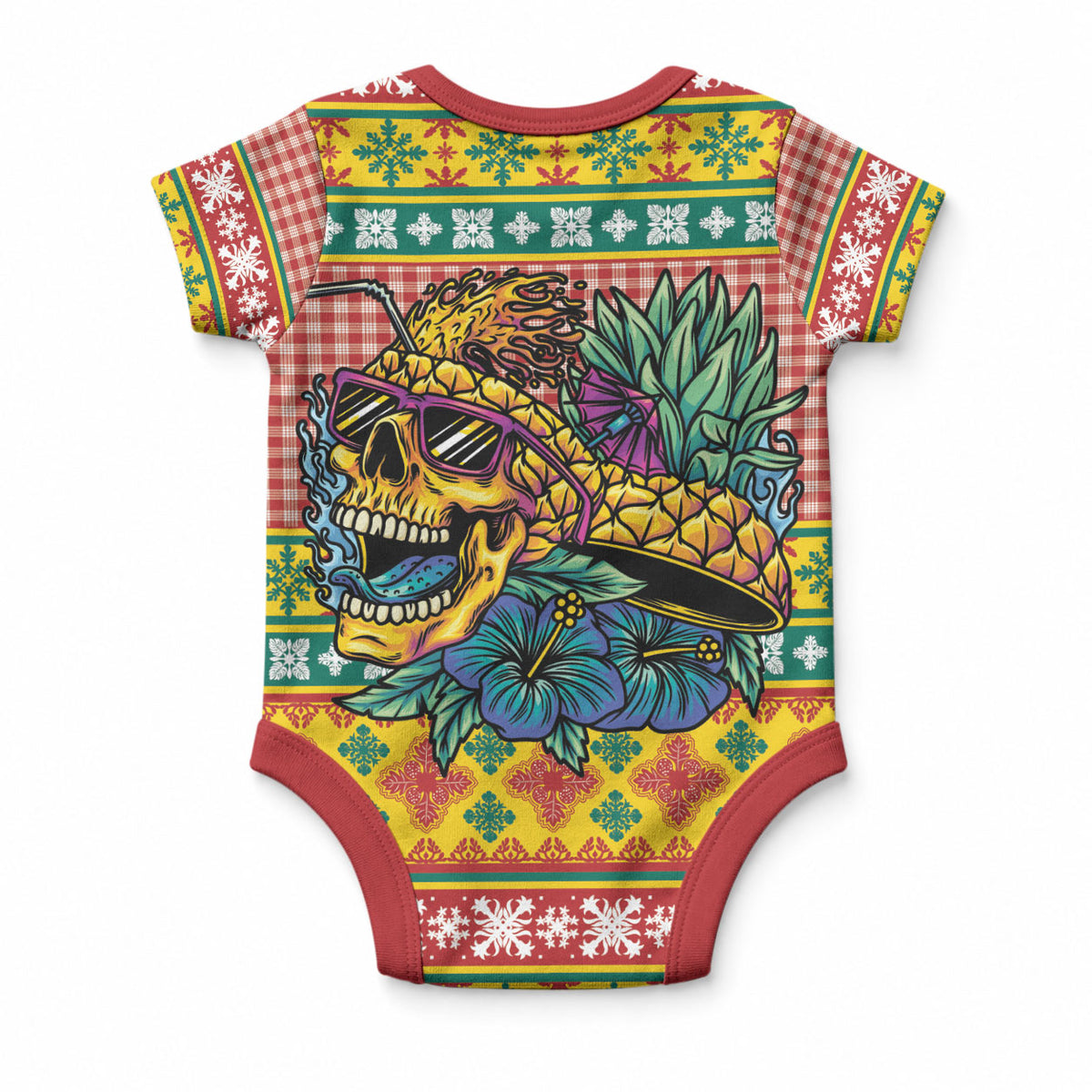 Hawaiian Pineapples Skull Baby Onesie Mele Kalikimaka Palaka Quilt Pattern LT9 - Polynesian Pride