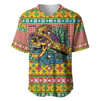Hawaiian Pineapples Skull Baseball Jersey Mele Kalikimaka Palaka Quilt Pattern - Polynesian Pride