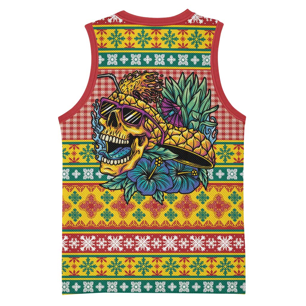 Hawaiian Pineapples Skull Basketball Jersey Mele Kalikimaka Palaka Quilt Pattern - Polynesian Pride