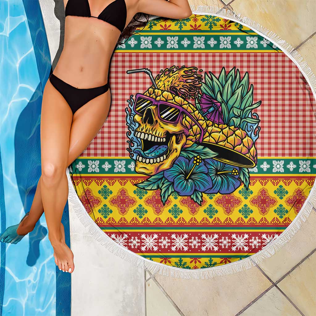 Hawaiian Pineapples Skull Beach Blanket Mele Kalikimaka Palaka Quilt Pattern - Polynesian Pride