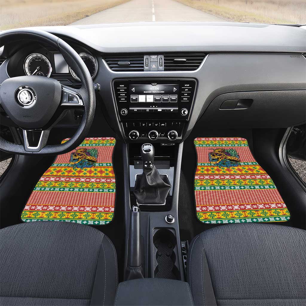 Hawaiian Pineapples Skull Car Mats Mele Kalikimaka Palaka Quilt Pattern - Polynesian Pride