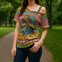 Hawaiian Pineapples Skull Cross Shoulder Shirt Mele Kalikimaka Palaka Quilt Pattern - Polynesian Pride