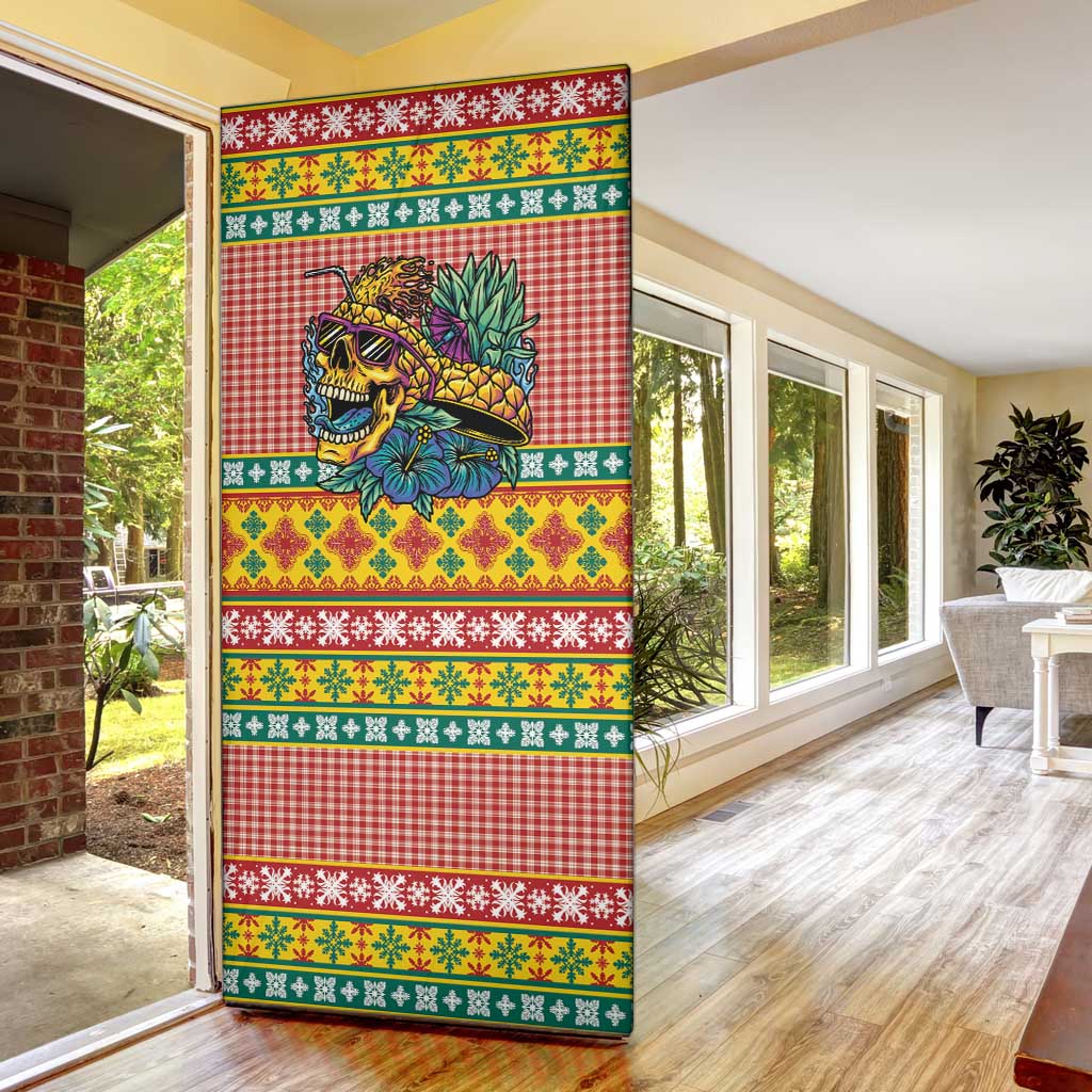 Hawaiian Pineapples Skull Door Cover Mele Kalikimaka Palaka Quilt Pattern - Polynesian Pride