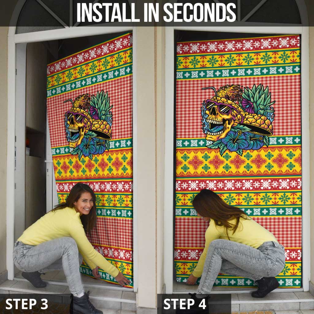 Hawaiian Pineapples Skull Door Cover Mele Kalikimaka Palaka Quilt Pattern - Polynesian Pride