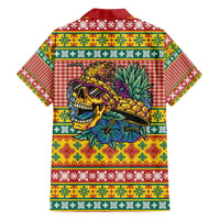 Hawaiian Pineapples Skull Family Matching Off The Shoulder Long Sleeve Dress and Hawaiian Shirt Mele Kalikimaka Palaka Quilt Pattern - Polynesian Pride
