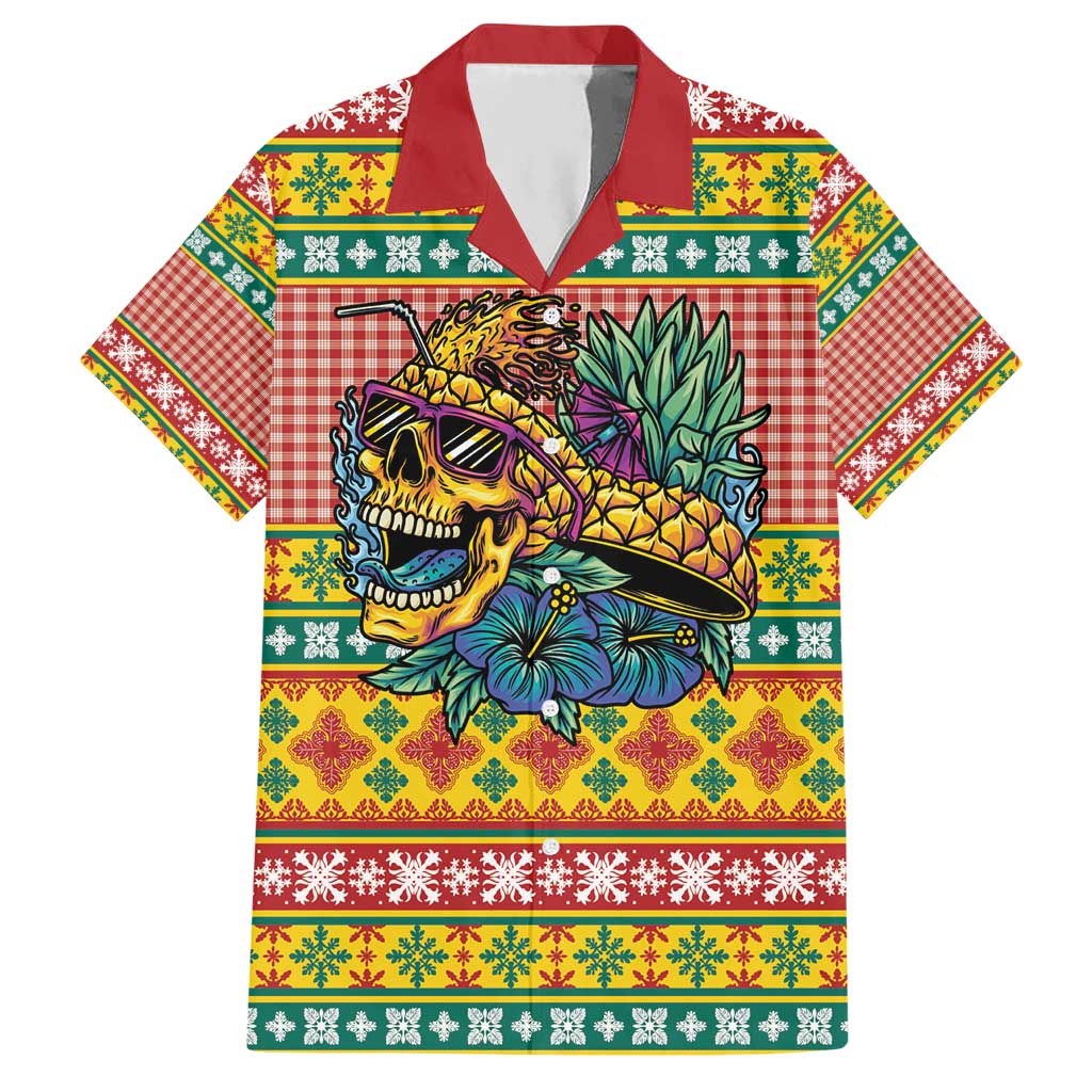 Hawaiian Pineapples Skull Hawaiian Shirt Mele Kalikimaka Palaka Quilt Pattern - Polynesian Pride
